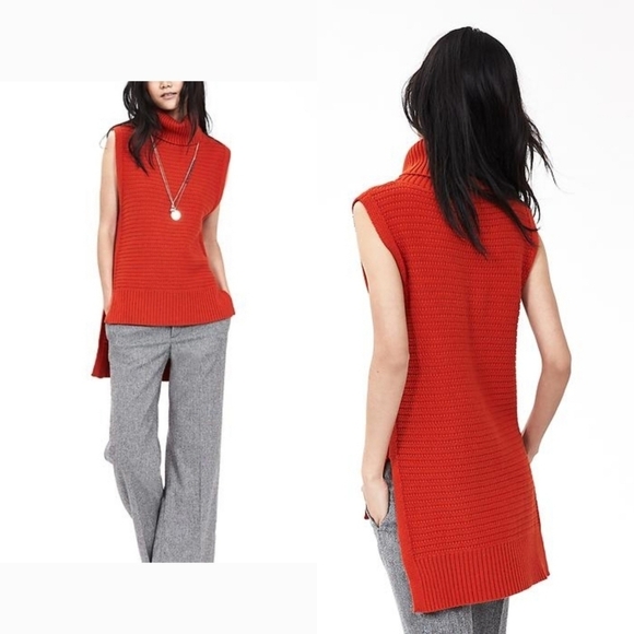 Sweaters - Banana Republic Textured Sleeveless Tutleneck XS Orange Red